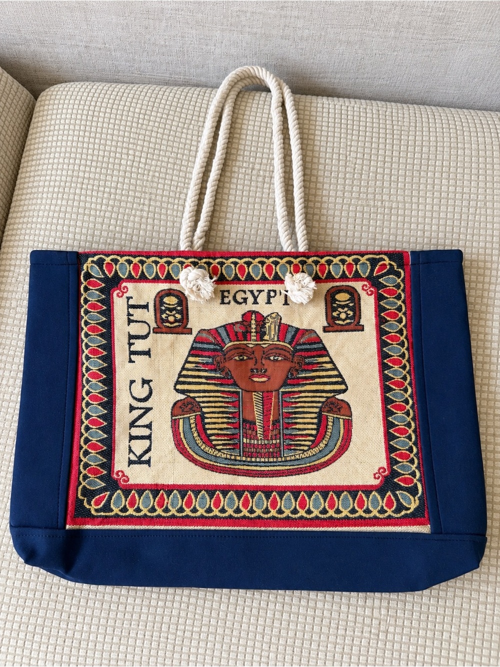 Egypt King Tut Woven Tapestry Tote Bag – Pharaoh Egyptian Design